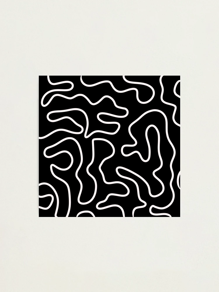 Squiggle Maze Minimalist Abstract Pattern in White and Black | Photographic  Print