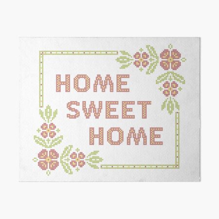 Cross-stitch embroidery Home Sweet Home Art Board Print