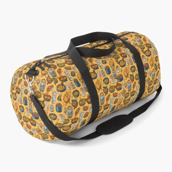 Spice up Your Style with Mila van Meer's Mexican Food Pattern: Nachos, Corn and More! Duffle Bag