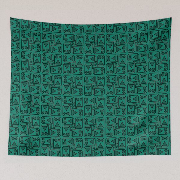 Item preview, Abstract squares with triangles and circles: Teal. designed and sold by TheScraggyBeard.
