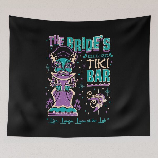 Item preview, Bride of Frankenstein Tiki Bar - Retro Vintage Creepy Cute Surf designed and sold by Nemons.