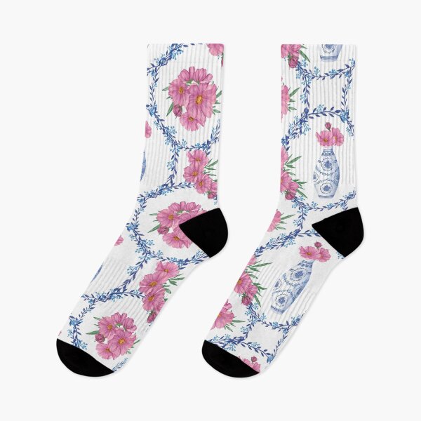 Item preview, Seamless hand-drawn watercolor pattern with chino vase in pink and blue floral  designed and sold by shamiss.