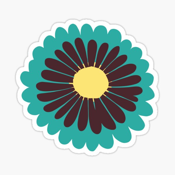 Mid Century Modern Flower - Floral Artwork Sticker