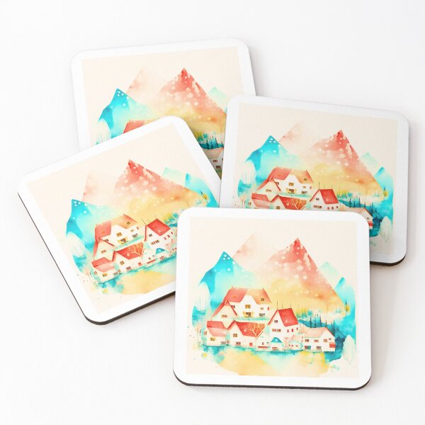 Item preview, Whimsical mountain village digital art designed and sold by DO-artbyDeliaO.