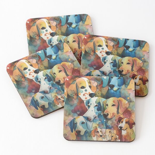 Item preview, Canine Extravaganza - Watercolor Dogs, Colorful 16" x 20" Artwork, Abstract Whispers, Bold Shadows, Amber, Aurora Punk Inspired, Home Decor designed and sold by stateofhuman.