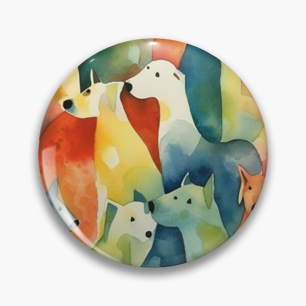 Item preview, Whimsical Figurative Watercolor Dogs, Colorful 16" x 20" Artwork, Abstract Whispers, Bold Shadows, Amber, Aurora Punk Inspired, Home Decor designed and sold by stateofhuman.