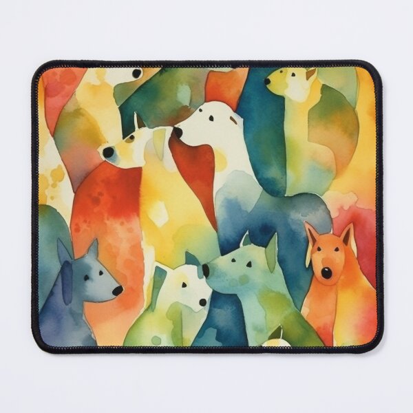 Item preview, Whimsical Figurative Watercolor Dogs, Colorful 16" x 20" Artwork, Abstract Whispers, Bold Shadows, Amber, Aurora Punk Inspired, Home Decor designed and sold by stateofhuman.