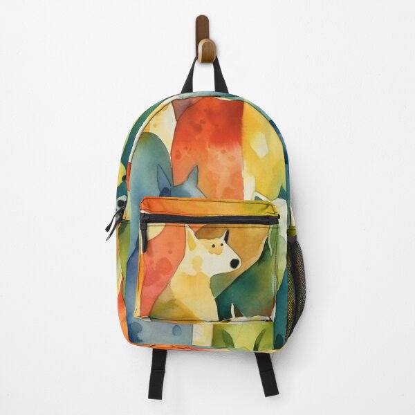 Item preview, Whimsical Figurative Watercolor Dogs, Colorful 16" x 20" Artwork, Abstract Whispers, Bold Shadows, Amber, Aurora Punk Inspired, Home Decor designed and sold by stateofhuman.