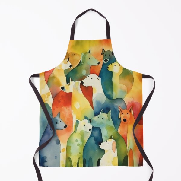 Item preview, Whimsical Figurative Watercolor Dogs, Colorful 16" x 20" Artwork, Abstract Whispers, Bold Shadows, Amber, Aurora Punk Inspired, Home Decor designed and sold by stateofhuman.