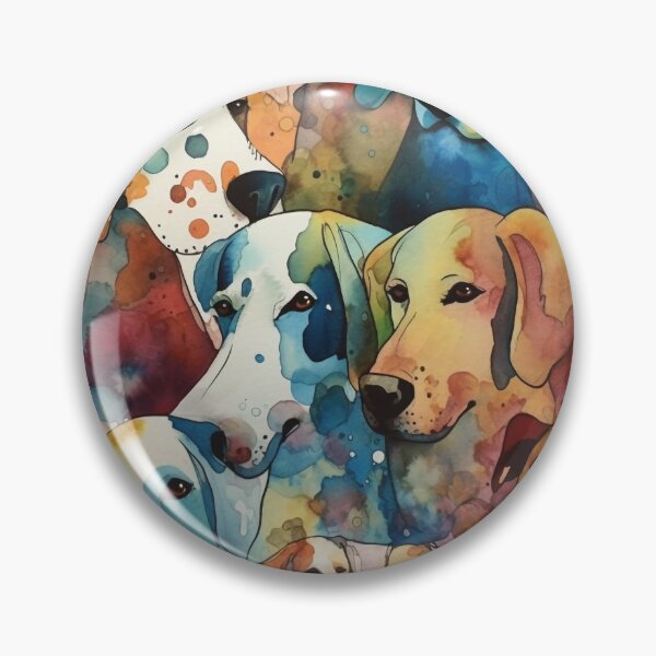 Item preview, Canine Extravaganza - Watercolor Dogs, Colorful 16" x 20" Artwork, Abstract Whispers, Bold Shadows, Amber, Aurora Punk Inspired, Home Decor designed and sold by stateofhuman.