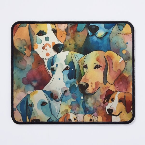 Item preview, Canine Extravaganza - Watercolor Dogs, Colorful 16" x 20" Artwork, Abstract Whispers, Bold Shadows, Amber, Aurora Punk Inspired, Home Decor designed and sold by stateofhuman.