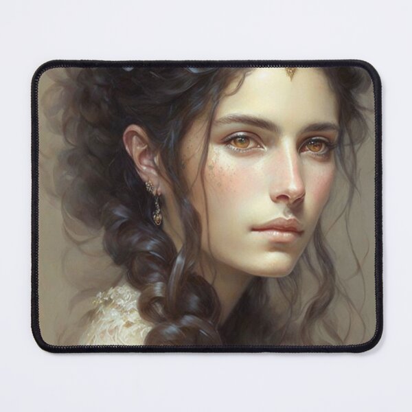 Item preview, Oil Painting of Attractive Young Woman with Dark Curls and Brown Eyes designed and sold by KALEIDOSCOPE UK.