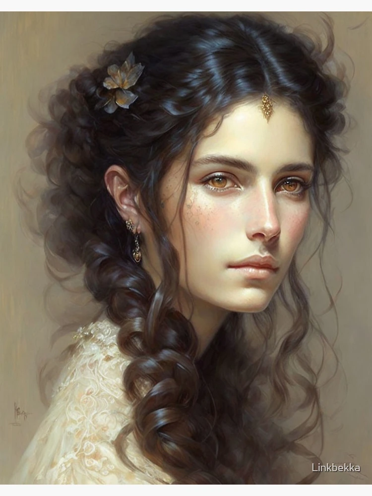 Portrait De Belle Jeune Femme Avec La Peinture à L'huile Sur Le