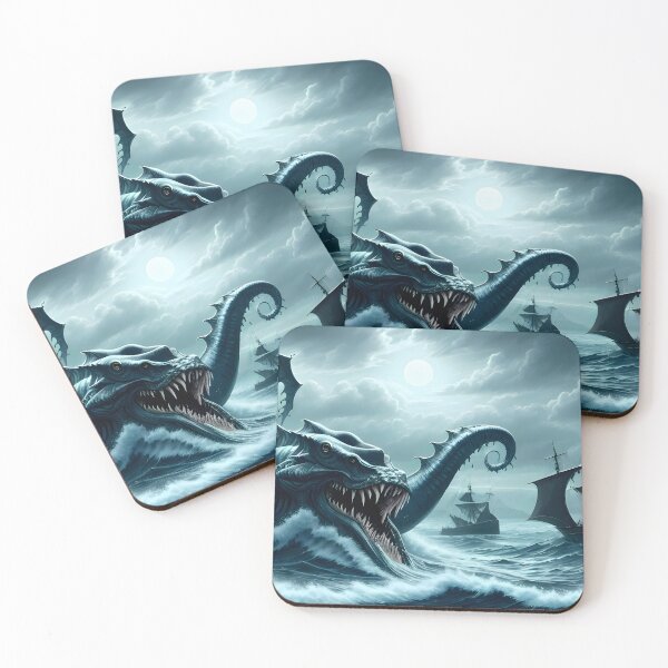 Item preview, Sea Monster Attacking Ship Under Moonlight designed and sold by worldofwhisper.