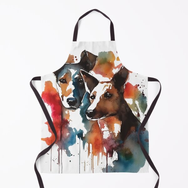 Item preview, Congruent Canines, Friendly & Curious Abstract Watercolor Dogs, Transparent Background, 16" x 20", Black, Blue, Red & Orange, Paint Drips, Home Decor designed and sold by stateofhuman.