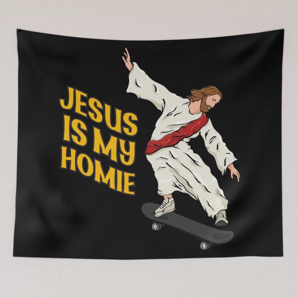 Item preview, Jesus Skateboarding - Jesus Is My Homie designed and sold by ChristlikeMerch.