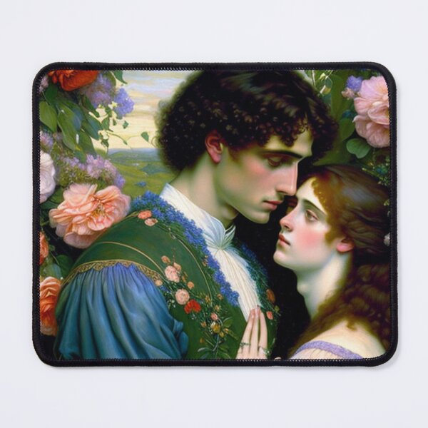 Item preview, Pre Raphaelite Oil Painting of Young Newly Wed Lovers Wedding Flowers designed and sold by KALEIDOSCOPE UK.