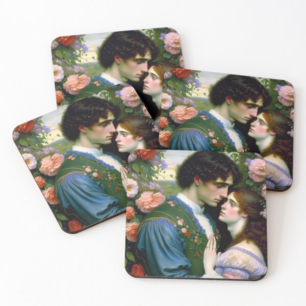 Item preview, Pre Raphaelite Oil Painting of Young Newly Wed Lovers Wedding Flowers designed and sold by KALEIDOSCOPE UK.