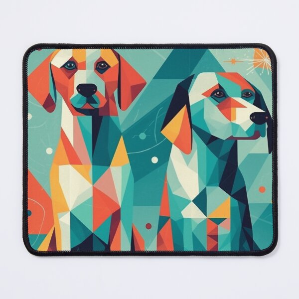 Artikelvorschau, Colorful Geometric Cute Dogs, Abstract Pop Art, 20" x 16", Low Poly Pattern Design, Light Cyan & Dark Amber, Wall Art, Home Decor entworfen und verkauft von stateofhuman.