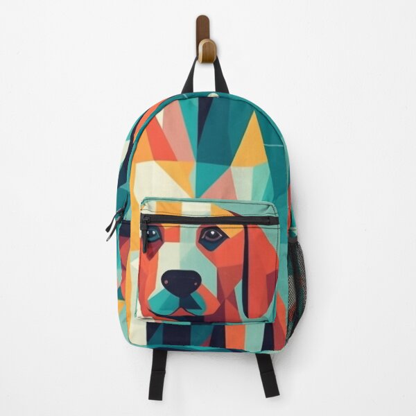 Item preview, Colorful Geometric Cute Dogs, Abstract Pop Art, 20" x 16", Low Poly Pattern Design, Light Cyan & Dark Amber, Wall Art, Home Decor designed and sold by stateofhuman.