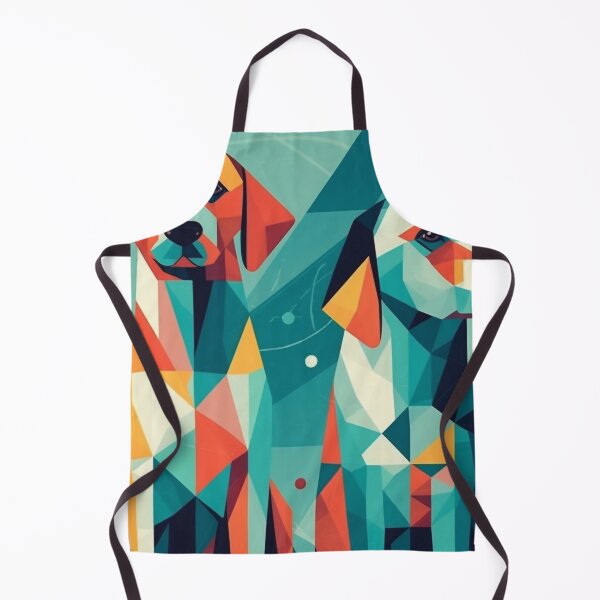 Item preview, Colorful Geometric Cute Dogs, Abstract Pop Art, 20" x 16", Low Poly Pattern Design, Light Cyan & Dark Amber, Wall Art, Home Decor designed and sold by stateofhuman.
