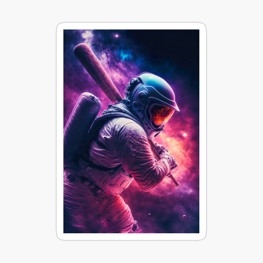 Outer Space Astronaut Plays Baseball With Moon Art Board Print for Sale by  peaktee