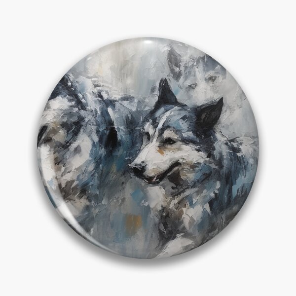 Artikelvorschau, Snowy Acrylic Huskies Running, 16" x 20" Canvas Art, Dark Silver & Aquamarine, Tanbi Kei Inspired, Emotive Brushwork, Oil Portraiture entworfen und verkauft von stateofhuman.