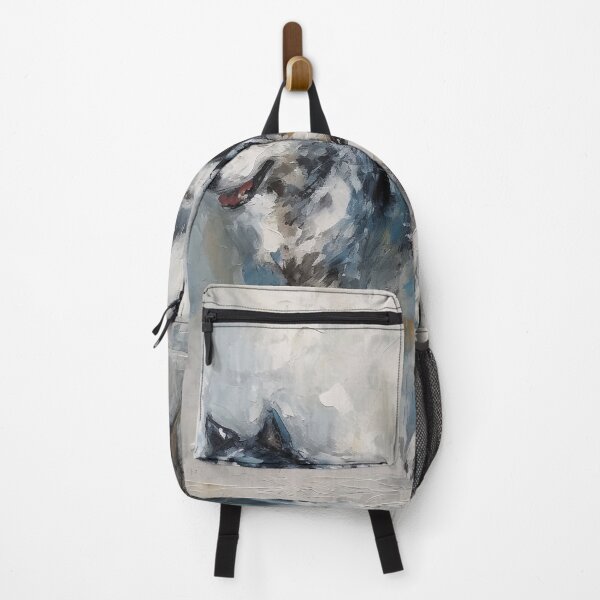 Item preview, Snowy Acrylic Huskies Running, 16" x 20" Canvas Art, Dark Silver & Aquamarine, Tanbi Kei Inspired, Emotive Brushwork, Oil Portraiture designed and sold by stateofhuman.