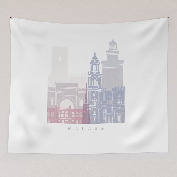 Item preview, MALAGA SKYLINE POSTER PASTEL designed and sold by paulrommer.