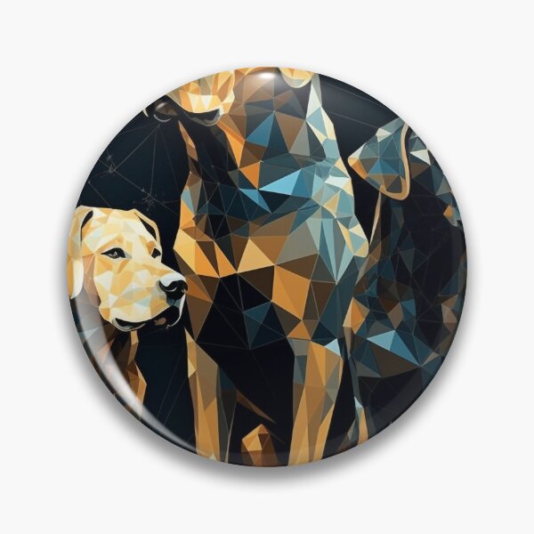 Artikelvorschau, Geometric Cubism Dogs, 16"" x 20"" Art, Dark Gold & Azure, 32k UHD, Photo-Realistic Techniques, Geometric Precision, Home Decor entworfen und verkauft von stateofhuman.