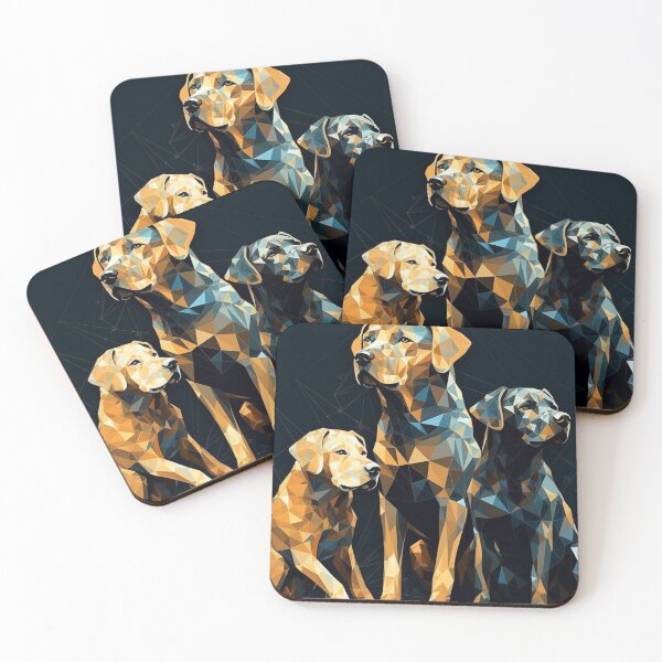 Item preview, Geometric Cubism Dogs, 16"" x 20"" Art, Dark Gold & Azure, 32k UHD, Photo-Realistic Techniques, Geometric Precision, Home Decor designed and sold by stateofhuman.