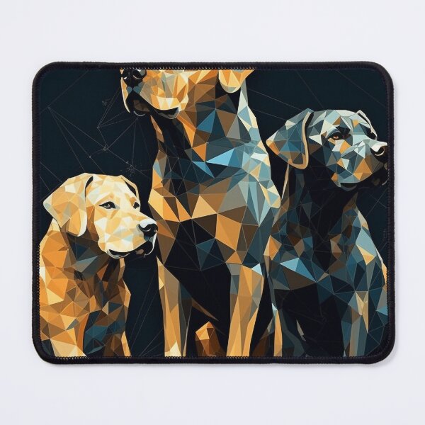 Item preview, Geometric Cubism Dogs, 16"" x 20"" Art, Dark Gold & Azure, 32k UHD, Photo-Realistic Techniques, Geometric Precision, Home Decor designed and sold by stateofhuman.