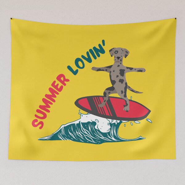 Item preview, Summer Lovin' with Catahoula Leopard Dog Surfing on Sea Wave designed and sold by SeasonalDogs.