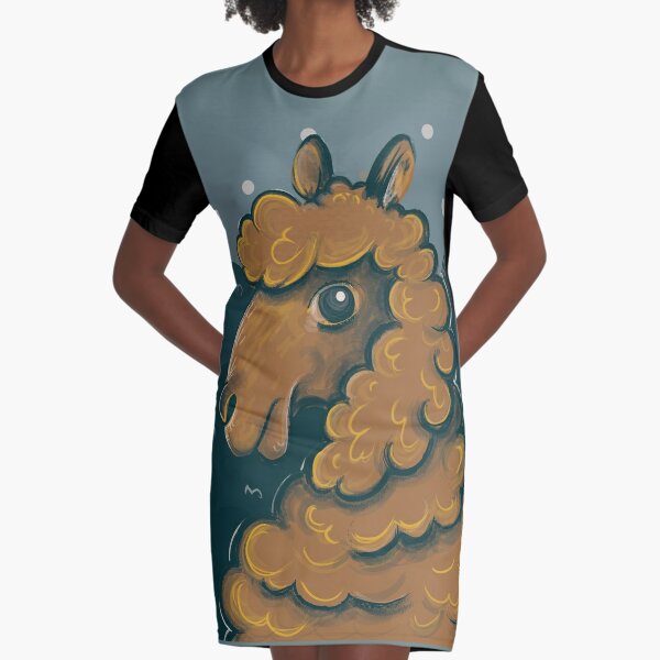 Alpaca portrait Graphic T-Shirt Dress