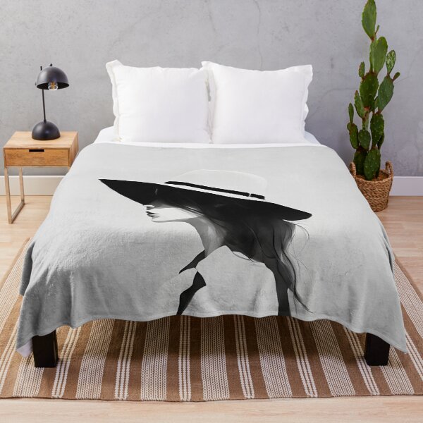 Item preview, Woman With Hat, Minimalist Black and White Monochrome art. designed and sold by NelsonDebbarma.