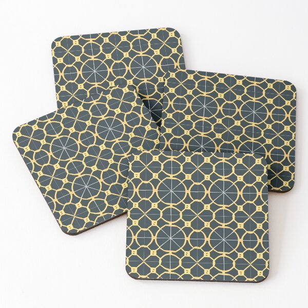 Aperçu de l'œuvre Retro Tile Pattern navy blue with yellow créée et vendue par RetroTile.