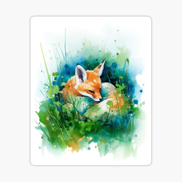 Item preview, Cute Baby Fox Sleeping designed and sold by AquarelleAvenue.