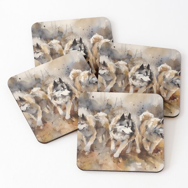 Item preview, Hunting Huskies - Watercolor Digital Art - UHD Print on Demand Wall Art - Cute and Cool Animal Home Decor designed and sold by stateofhuman.