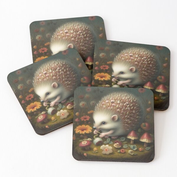 Item preview, Hedgehog making a toy mushroom designed and sold by ARTIMITY.