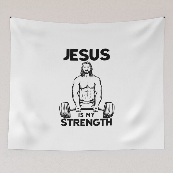 Item preview, Jesus Deadlifting - Jesus Is my Strength designed and sold by ChristlikeMerch.