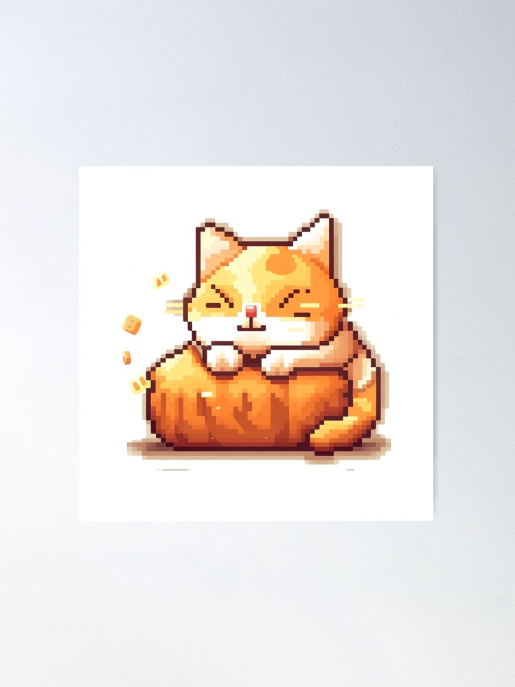 Pixel art cute cat Sleeping Poster for Sale by Robibahroni