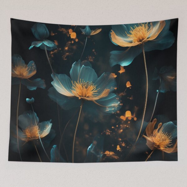 Item preview, A photo of some colorful flowers on a black background designed and sold by aiphotosart.