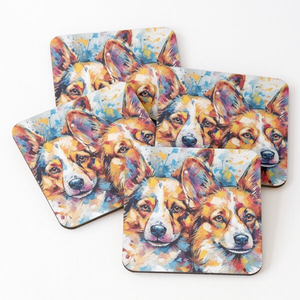 Item preview, Joyful Corgi Duo - Digital Art - UHD Print on Demand Wall Art - Joyful and Whimsical Animal Home Decor designed and sold by stateofhuman.