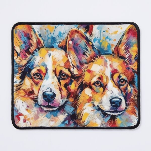 Artikelvorschau, Joyful Corgi Duo - Digital Art - UHD Print on Demand Wall Art - Joyful and Whimsical Animal Home Decor entworfen und verkauft von stateofhuman.