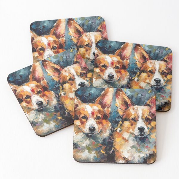 Item preview, Loyal Corgi Companions: Oil Abstract Digital Art - UHD Print on Demand Wall Art - Warm and Comforting Animal Home Decor designed and sold by stateofhuman.