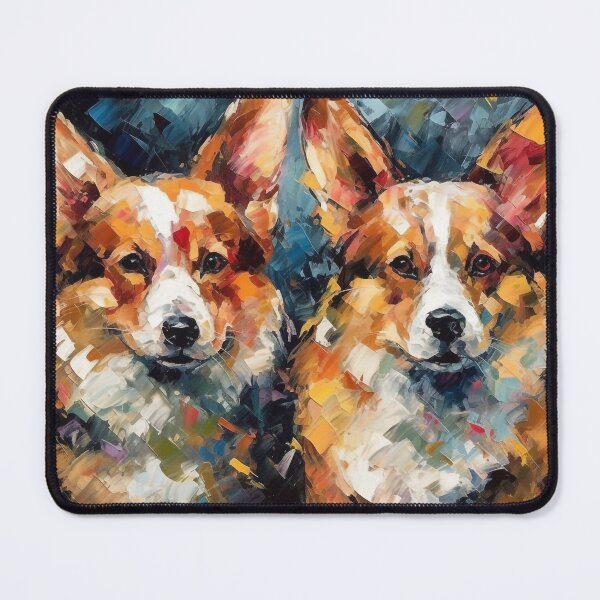 Artikelvorschau, Loyal Corgi Companions: Oil Abstract Digital Art - UHD Print on Demand Wall Art - Warm and Comforting Animal Home Decor entworfen und verkauft von stateofhuman.