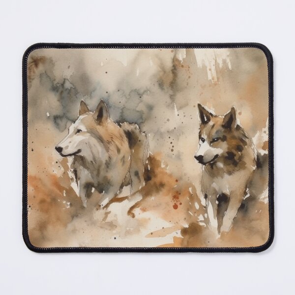 Item preview, Majestic Husky Duo Abstract Watercolor Digital Art - UHD Print on Demand Wall Art - Chiaroscuro Nature Home Decor designed and sold by stateofhuman.