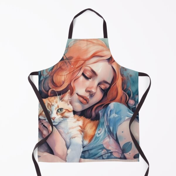 Item preview, Girl sleeping with a ginger cat designed and sold by theresa7131.