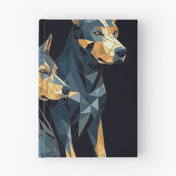 Item preview, Modern Low Poly Australian Cattle Dogs Art Print, Geometric Wall Art, 16" x 20", Dark Blue & Amber, Digital Stencil Style Home Decor designed and sold by stateofhuman.
