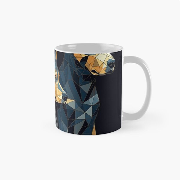 Item preview, Modern Low Poly Australian Cattle Dogs Art Print, Geometric Wall Art, 16" x 20", Dark Blue & Amber, Digital Stencil Style Home Decor designed and sold by stateofhuman.